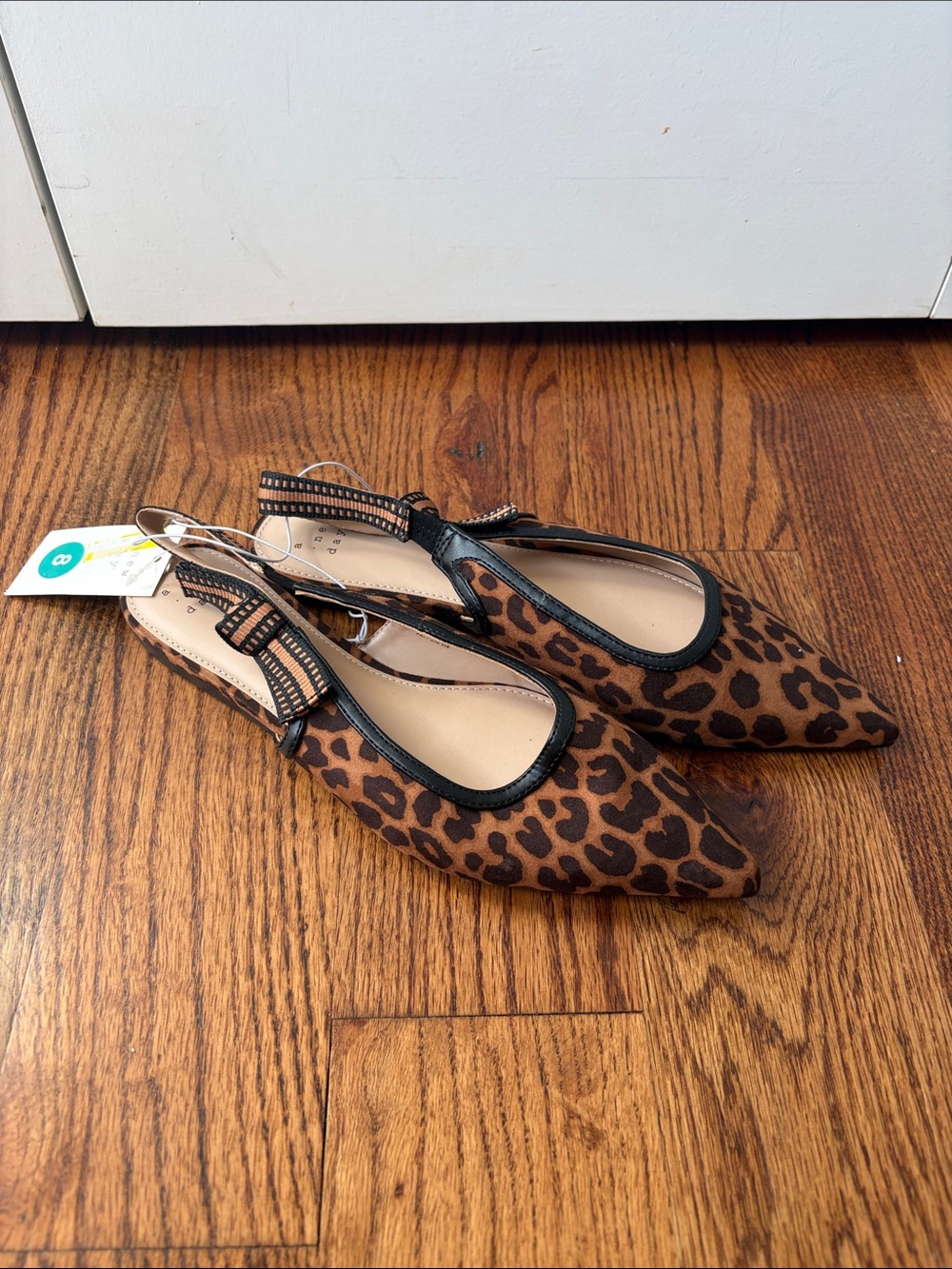 a new day Leopard Print Pointed Toe Slingback Flats Size 8 New